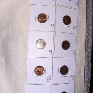 Lot of TEN vintage pennies